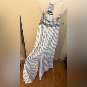 Volcom Black and White Striped Wide Leg jumpsuit xs/s